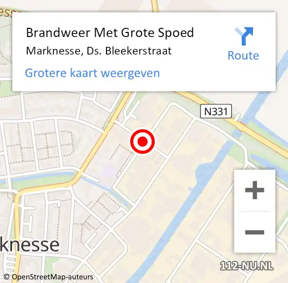 Locatie op kaart van de 112 melding: Brandweer Met Grote Spoed Naar Marknesse, Ds. Bleekerstraat op 27 mei 2014 16:18