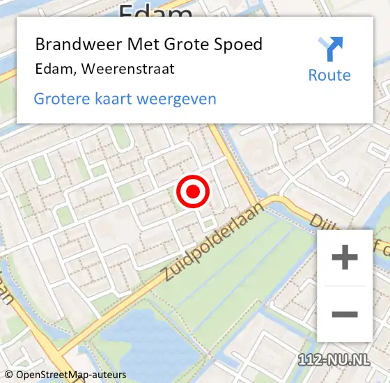 Locatie op kaart van de 112 melding: Brandweer Met Grote Spoed Naar Edam, Weerenstraat op 27 mei 2014 16:24