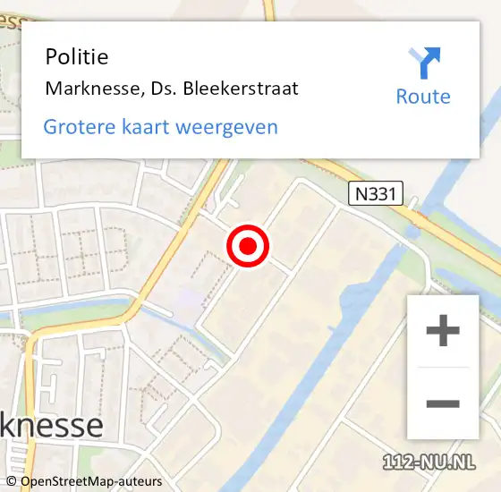 Locatie op kaart van de 112 melding: Politie Marknesse, Ds. Bleekerstraat op 27 mei 2014 16:25