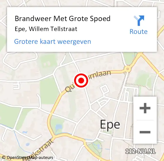 Locatie op kaart van de 112 melding: Brandweer Met Grote Spoed Naar Epe, Willem Tellstraat op 16 december 2020 14:16