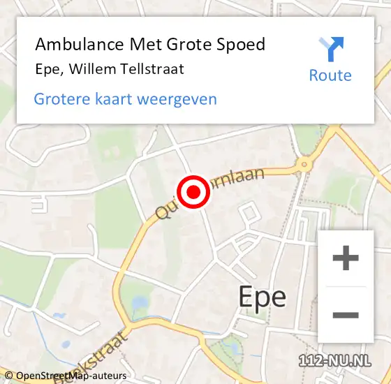 Locatie op kaart van de 112 melding: Ambulance Met Grote Spoed Naar Epe, Willem Tellstraat op 16 december 2020 14:25