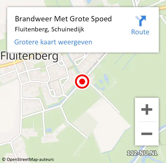 Locatie op kaart van de 112 melding: Brandweer Met Grote Spoed Naar Fluitenberg, Schuinedijk op 16 december 2020 15:09