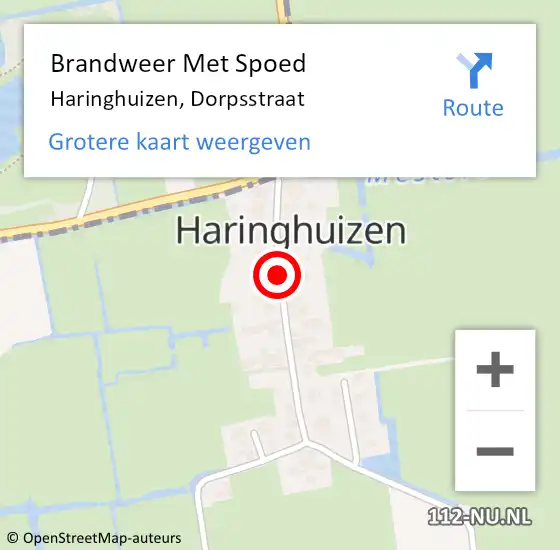 Locatie op kaart van de 112 melding: Brandweer Met Spoed Naar Haringhuizen, Dorpsstraat op 16 december 2020 15:33