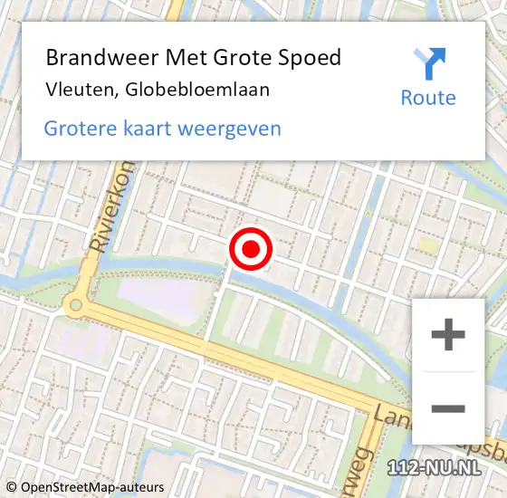 Locatie op kaart van de 112 melding: Brandweer Met Grote Spoed Naar Vleuten, Globebloemlaan op 16 december 2020 16:06