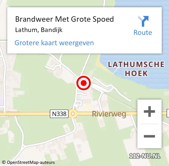 Locatie op kaart van de 112 melding: Brandweer Met Grote Spoed Naar Lathum, Bandijk op 16 december 2020 16:53