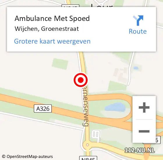 Locatie op kaart van de 112 melding: Ambulance Met Spoed Naar Wijchen, Groenestraat op 16 december 2020 17:38