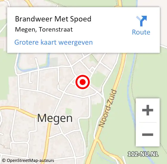 Locatie op kaart van de 112 melding: Brandweer Met Spoed Naar Megen, Torenstraat op 16 december 2020 17:48