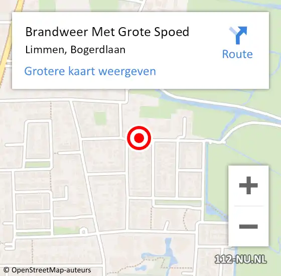 Locatie op kaart van de 112 melding: Brandweer Met Grote Spoed Naar Limmen, Bogerdlaan op 16 december 2020 19:25