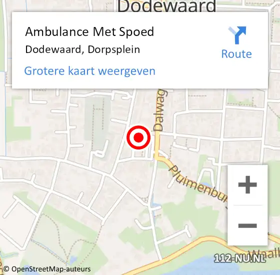 Locatie op kaart van de 112 melding: Ambulance Met Spoed Naar Dodewaard, Dorpsplein op 16 december 2020 19:42