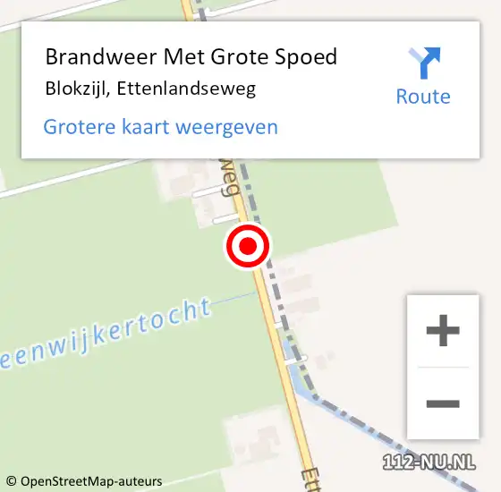 Locatie op kaart van de 112 melding: Brandweer Met Grote Spoed Naar Blokzijl, Ettenlandseweg op 27 mei 2014 16:59