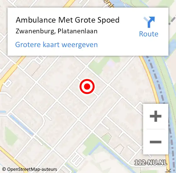 Locatie op kaart van de 112 melding: Ambulance Met Grote Spoed Naar Zwanenburg, Platanenlaan op 16 december 2020 22:45