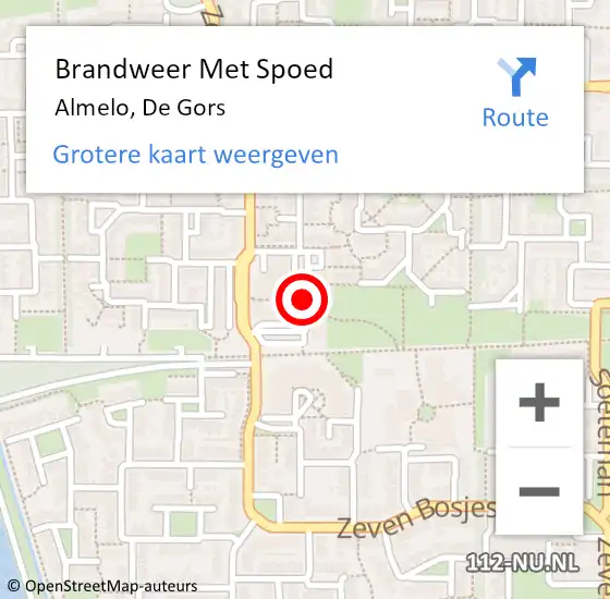 Locatie op kaart van de 112 melding: Brandweer Met Spoed Naar Almelo, De Gors op 16 december 2020 23:49