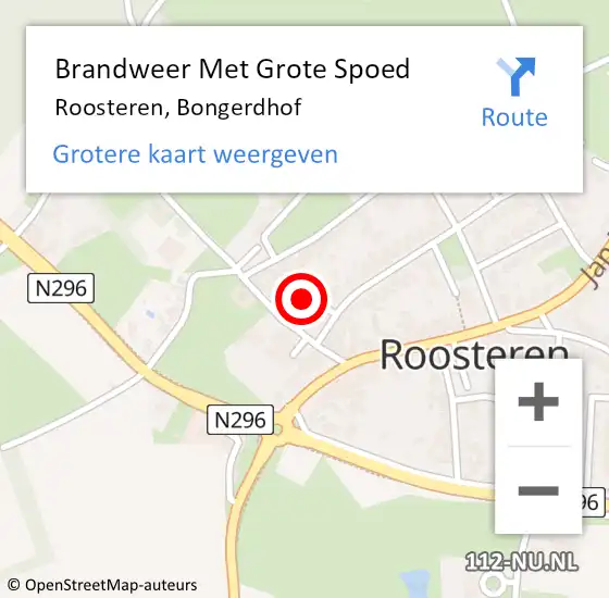 Locatie op kaart van de 112 melding: Brandweer Met Grote Spoed Naar Roosteren, Bongerdhof op 17 december 2020 11:29