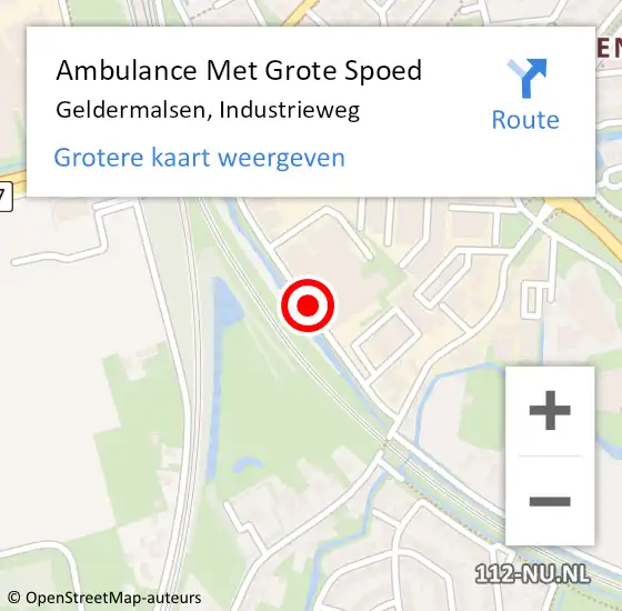 Locatie op kaart van de 112 melding: Ambulance Met Grote Spoed Naar Geldermalsen, Industrieweg op 17 december 2020 12:33