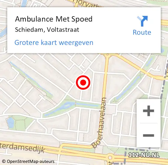 Locatie op kaart van de 112 melding: Ambulance Met Spoed Naar Schiedam, Voltastraat op 17 december 2020 12:43
