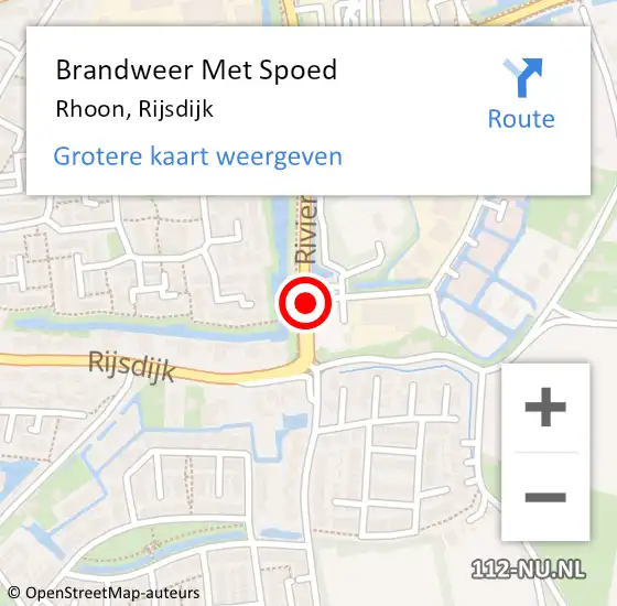 Locatie op kaart van de 112 melding: Brandweer Met Spoed Naar Rhoon, Rijsdijk op 17 december 2020 13:41