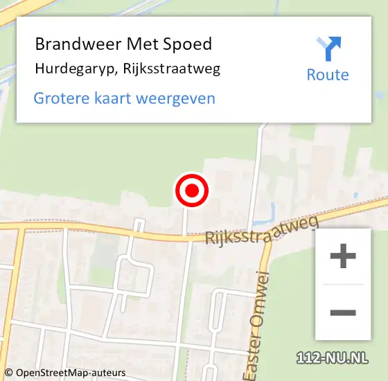 Locatie op kaart van de 112 melding: Brandweer Met Spoed Naar Hurdegaryp, Rijksstraatweg op 17 december 2020 15:21