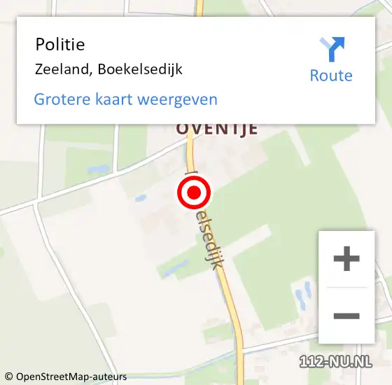 Locatie op kaart van de 112 melding: Politie Zeeland, Boekelsedijk op 17 december 2020 16:32