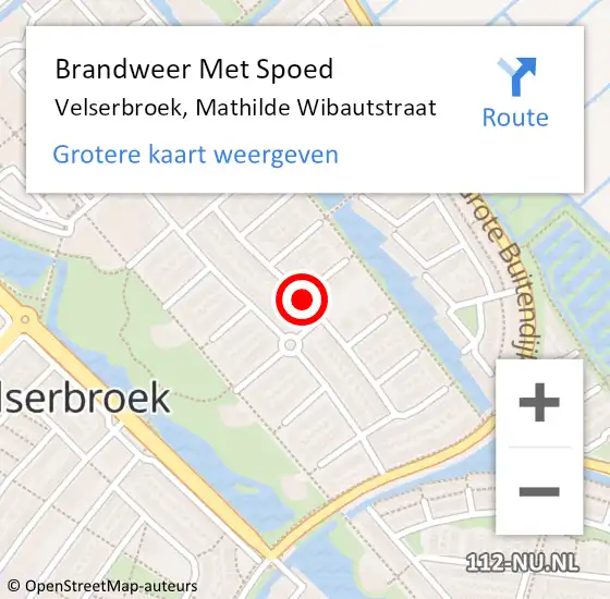 Locatie op kaart van de 112 melding: Brandweer Met Spoed Naar Velserbroek, Mathilde Wibautstraat op 17 december 2020 17:19