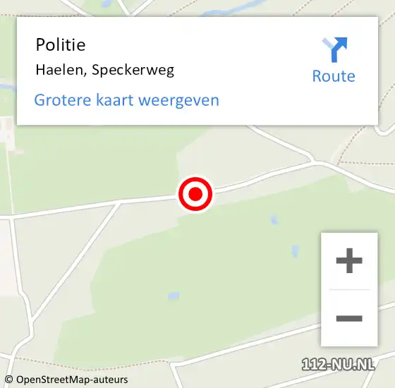 Locatie op kaart van de 112 melding: Politie Haelen, Speckerweg op 17 december 2020 17:45