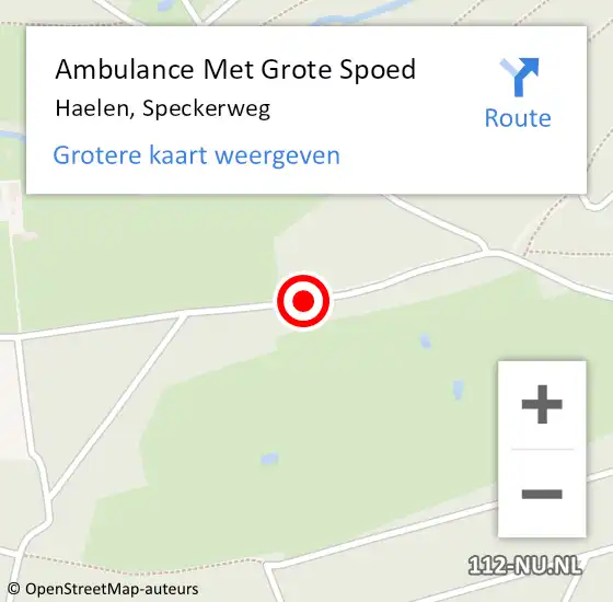 Locatie op kaart van de 112 melding: Ambulance Met Grote Spoed Naar Haelen, Speckerweg op 17 december 2020 17:45