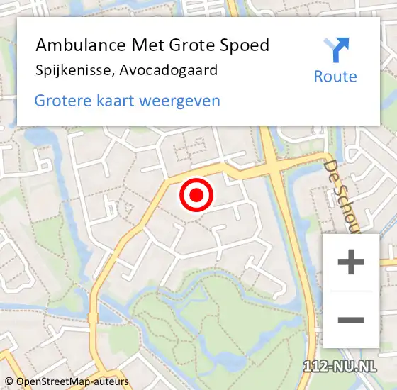 Locatie op kaart van de 112 melding: Ambulance Met Grote Spoed Naar Spijkenisse, Avocadogaard op 17 december 2020 17:54