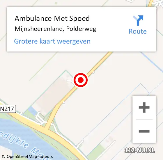 Locatie op kaart van de 112 melding: Ambulance Met Spoed Naar Mijnsheerenland, Polderweg op 17 december 2020 18:00