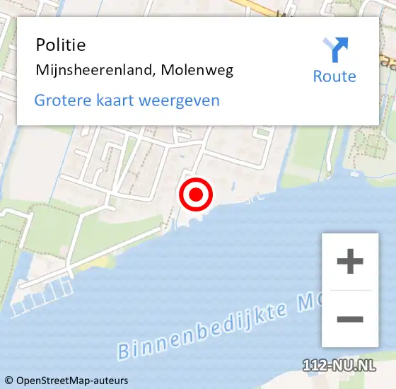 Locatie op kaart van de 112 melding: Politie Mijnsheerenland, Molenweg op 17 december 2020 18:01