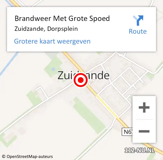 Locatie op kaart van de 112 melding: Brandweer Met Grote Spoed Naar Zuidzande, Dorpsplein op 17 december 2020 18:24