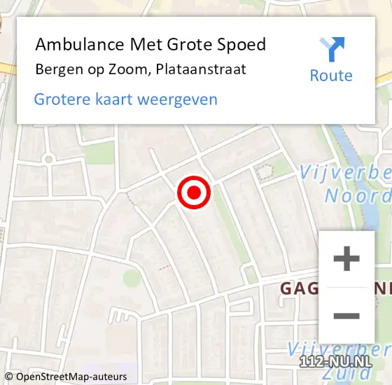 Locatie op kaart van de 112 melding: Ambulance Met Grote Spoed Naar Bergen op Zoom, Plataanstraat op 17 december 2020 19:10