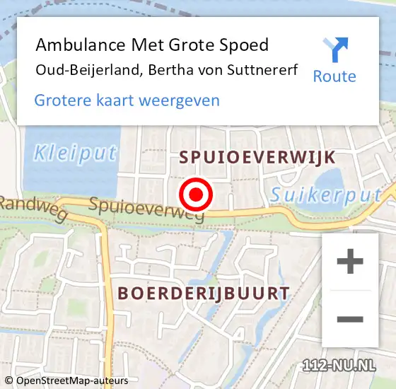 Locatie op kaart van de 112 melding: Ambulance Met Grote Spoed Naar Oud-Beijerland, Bertha von Suttnererf op 17 december 2020 19:42