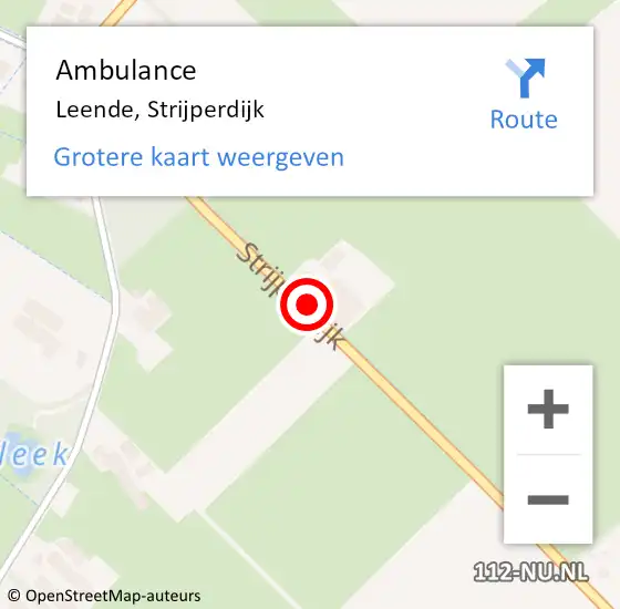 Locatie op kaart van de 112 melding: Ambulance Leende, Strijperdijk op 17 december 2020 21:53