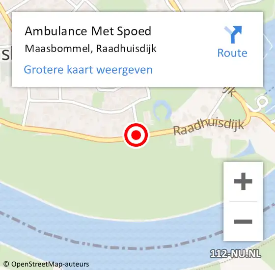 Locatie op kaart van de 112 melding: Ambulance Met Spoed Naar Maasbommel, Raadhuisdijk op 18 december 2020 00:11