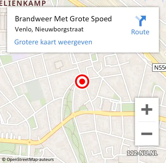 Locatie op kaart van de 112 melding: Brandweer Met Grote Spoed Naar Venlo, Nieuwborgstraat op 18 december 2020 01:52