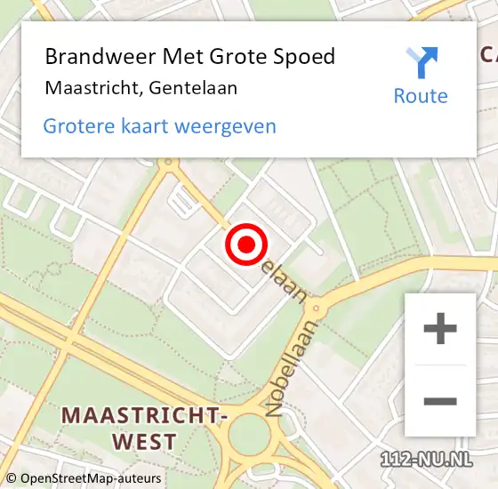 Locatie op kaart van de 112 melding: Brandweer Met Grote Spoed Naar Maastricht, Gentelaan op 18 december 2020 05:44
