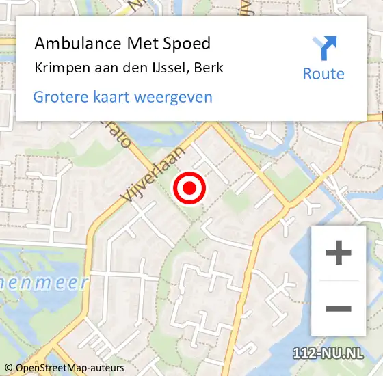 Locatie op kaart van de 112 melding: Ambulance Met Spoed Naar Krimpen aan den IJssel, Berk op 18 december 2020 09:11