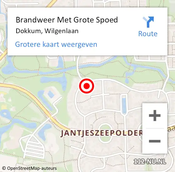 Locatie op kaart van de 112 melding: Brandweer Met Grote Spoed Naar Dokkum, Wilgenlaan op 27 mei 2014 19:19