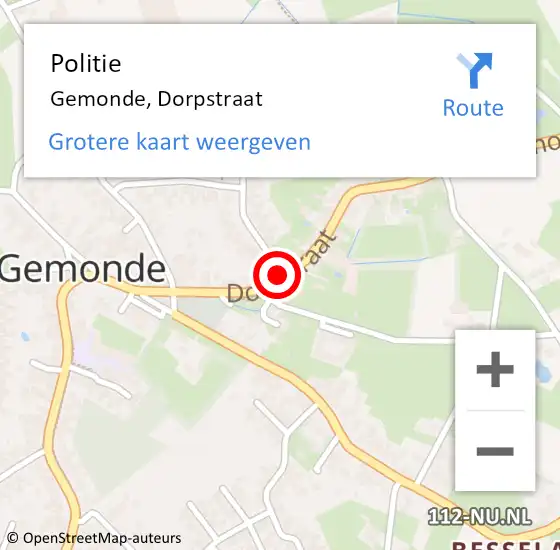 Locatie op kaart van de 112 melding: Politie Gemonde, Dorpstraat op 18 december 2020 10:34