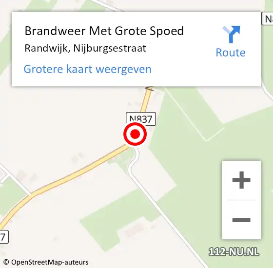 Locatie op kaart van de 112 melding: Brandweer Met Grote Spoed Naar Randwijk, Nijburgsestraat op 18 december 2020 11:25