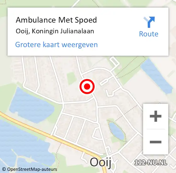 Locatie op kaart van de 112 melding: Ambulance Met Spoed Naar Ooij, Koningin Julianalaan op 18 december 2020 11:40