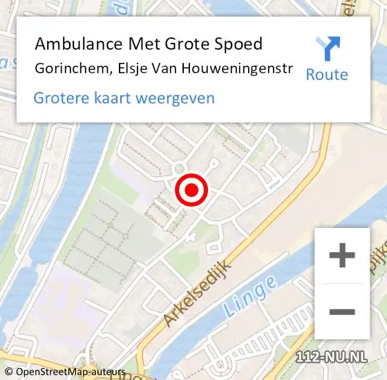 Locatie op kaart van de 112 melding: Ambulance Met Grote Spoed Naar Gorinchem, Elsje van Houweningenstr op 18 december 2020 12:27
