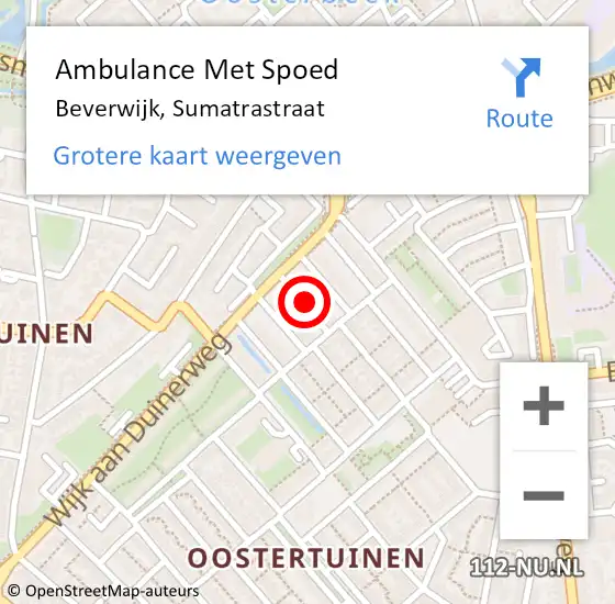 Locatie op kaart van de 112 melding: Ambulance Met Spoed Naar Beverwijk, Sumatrastraat op 18 december 2020 12:35