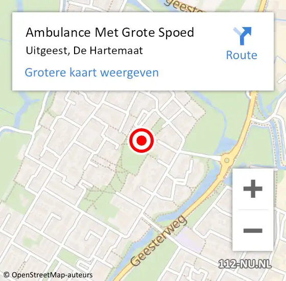 Locatie op kaart van de 112 melding: Ambulance Met Grote Spoed Naar Uitgeest, De Hartemaat op 18 december 2020 12:40