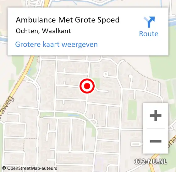 Locatie op kaart van de 112 melding: Ambulance Met Grote Spoed Naar Ochten, Waalkant op 18 december 2020 13:44