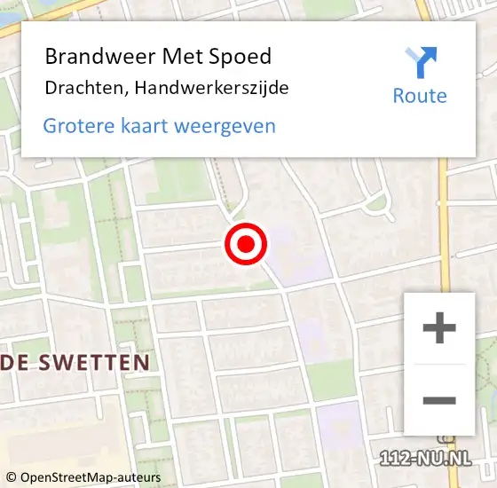 Locatie op kaart van de 112 melding: Brandweer Met Spoed Naar Drachten, Handwerkerszijde op 18 december 2020 14:12