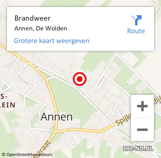 Locatie op kaart van de 112 melding: Brandweer Annen, De Wolden op 27 mei 2014 19:51