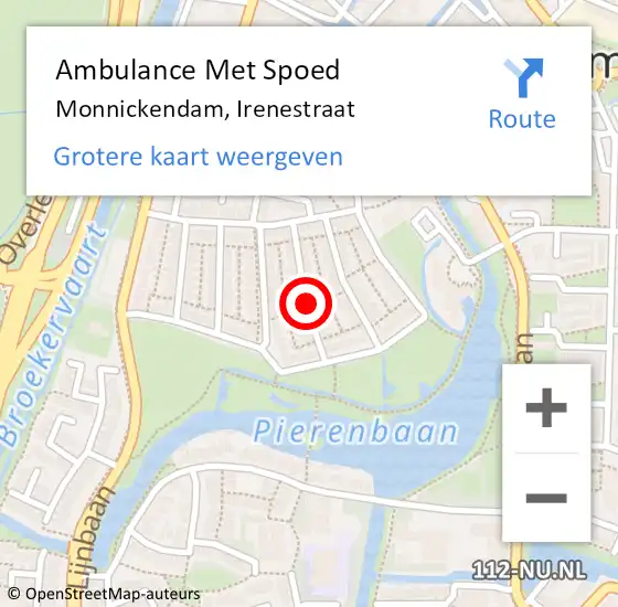 Locatie op kaart van de 112 melding: Ambulance Met Spoed Naar Monnickendam, Irenestraat op 18 december 2020 14:17