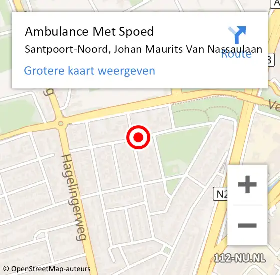 Locatie op kaart van de 112 melding: Ambulance Met Spoed Naar Santpoort-Noord, Johan Maurits Van Nassaulaan op 18 december 2020 15:02