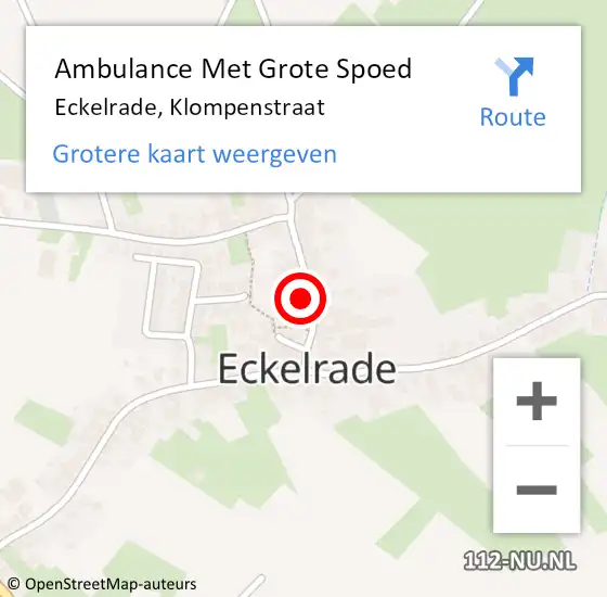Locatie op kaart van de 112 melding: Ambulance Met Grote Spoed Naar Eckelrade, Klompenstraat op 27 mei 2014 19:57