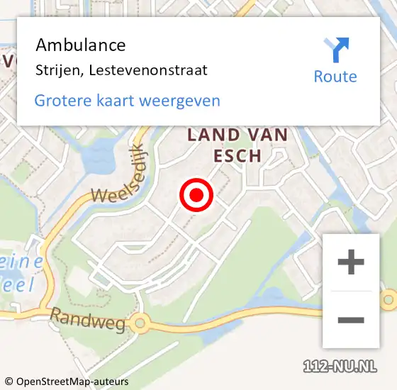 Locatie op kaart van de 112 melding: Ambulance Strijen, Lestevenonstraat op 18 december 2020 15:19